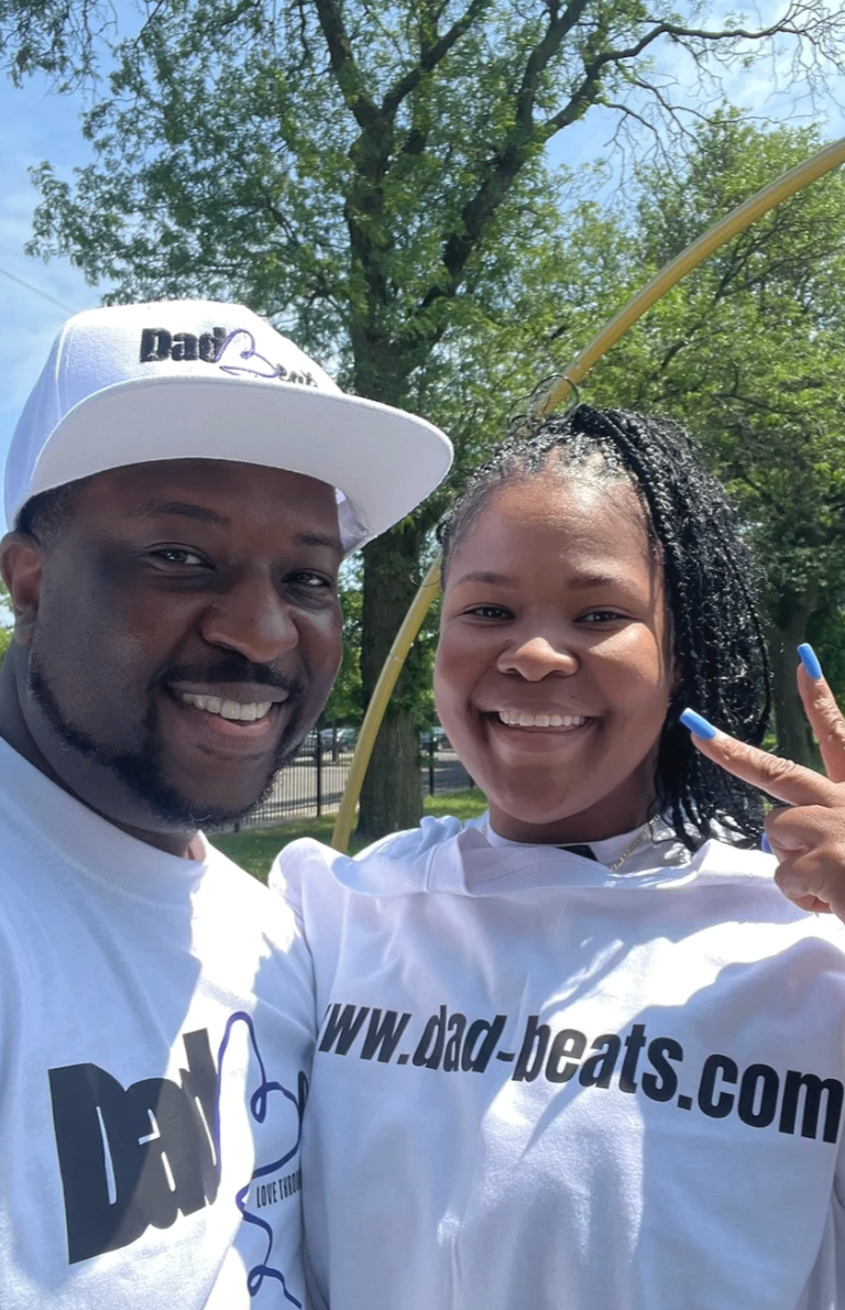 Father and daughter at the Dad-Beats competition — a princess moment